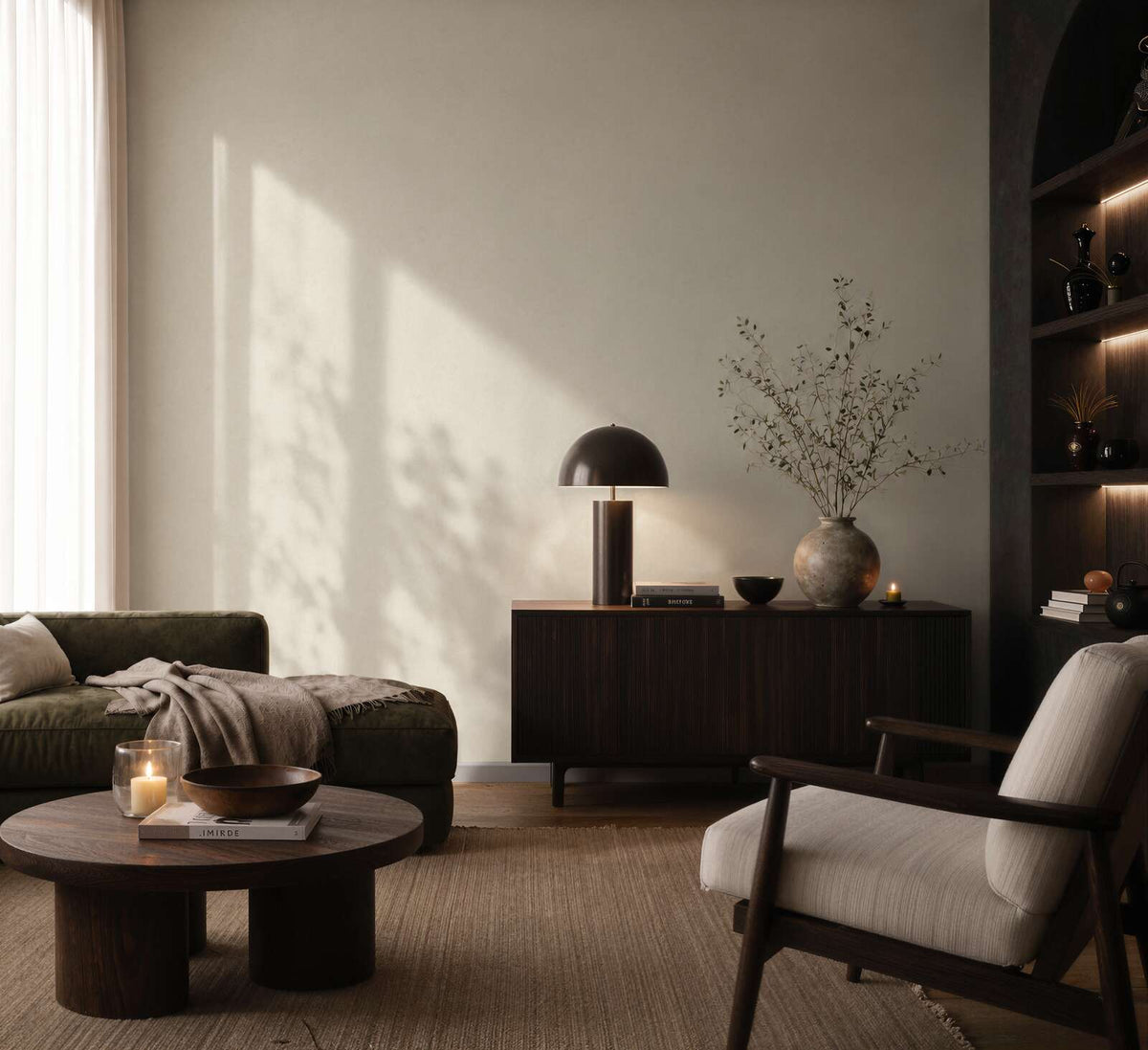 The Mahogany Oratory | Warm Beige & Smoked Grey Luxe