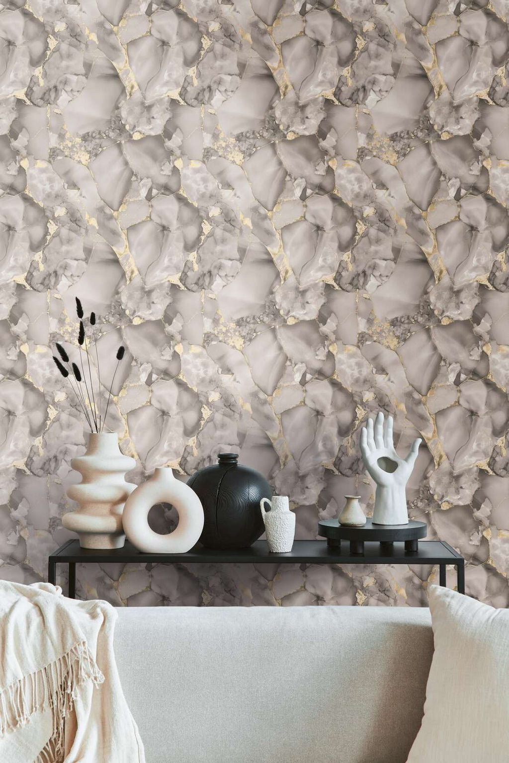 The Agate Sanctuary | Smoked Grey, Black & Metallic Gold Luxe