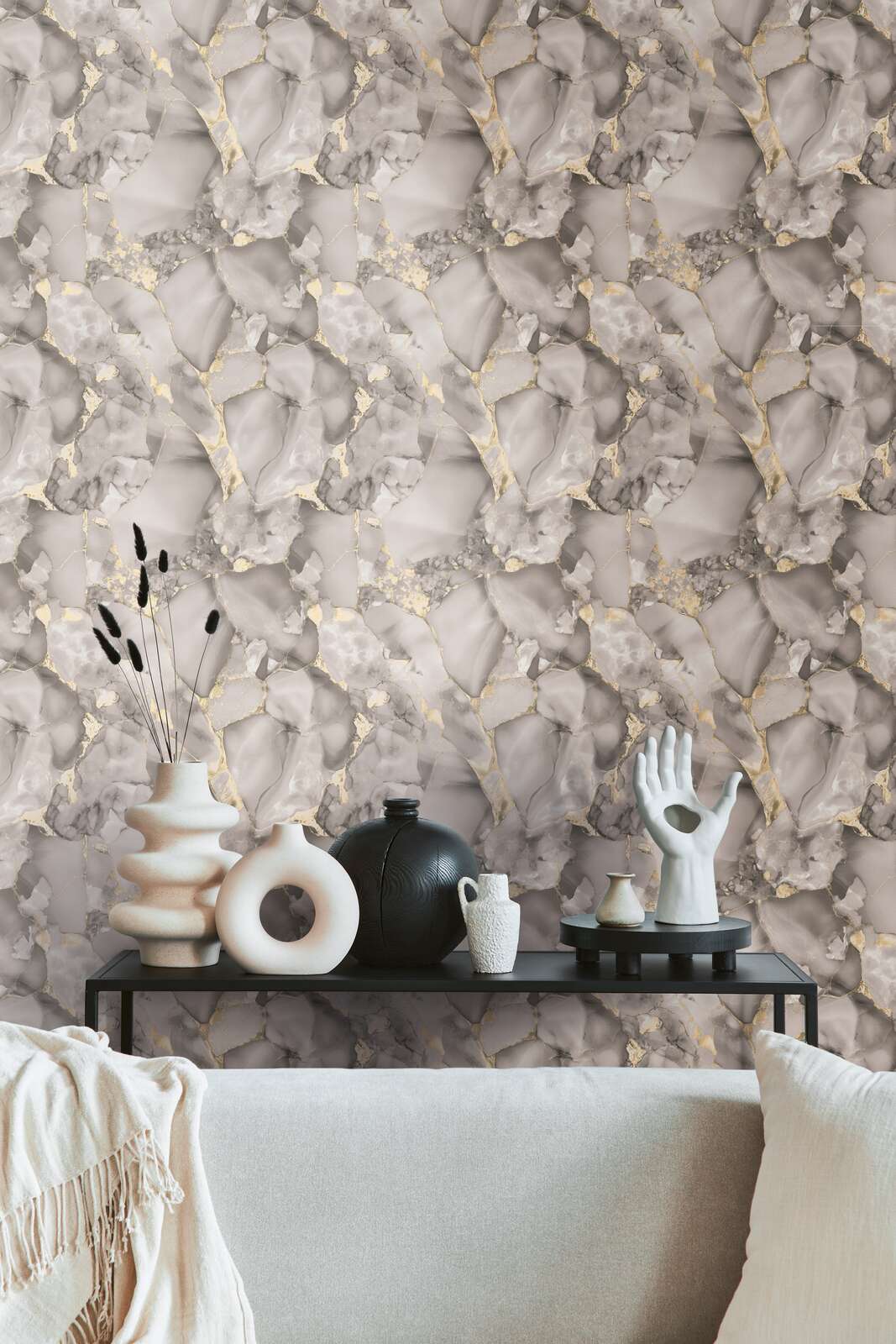 The Agate Sanctuary | Smoked Grey, Black & Metallic Gold Luxe