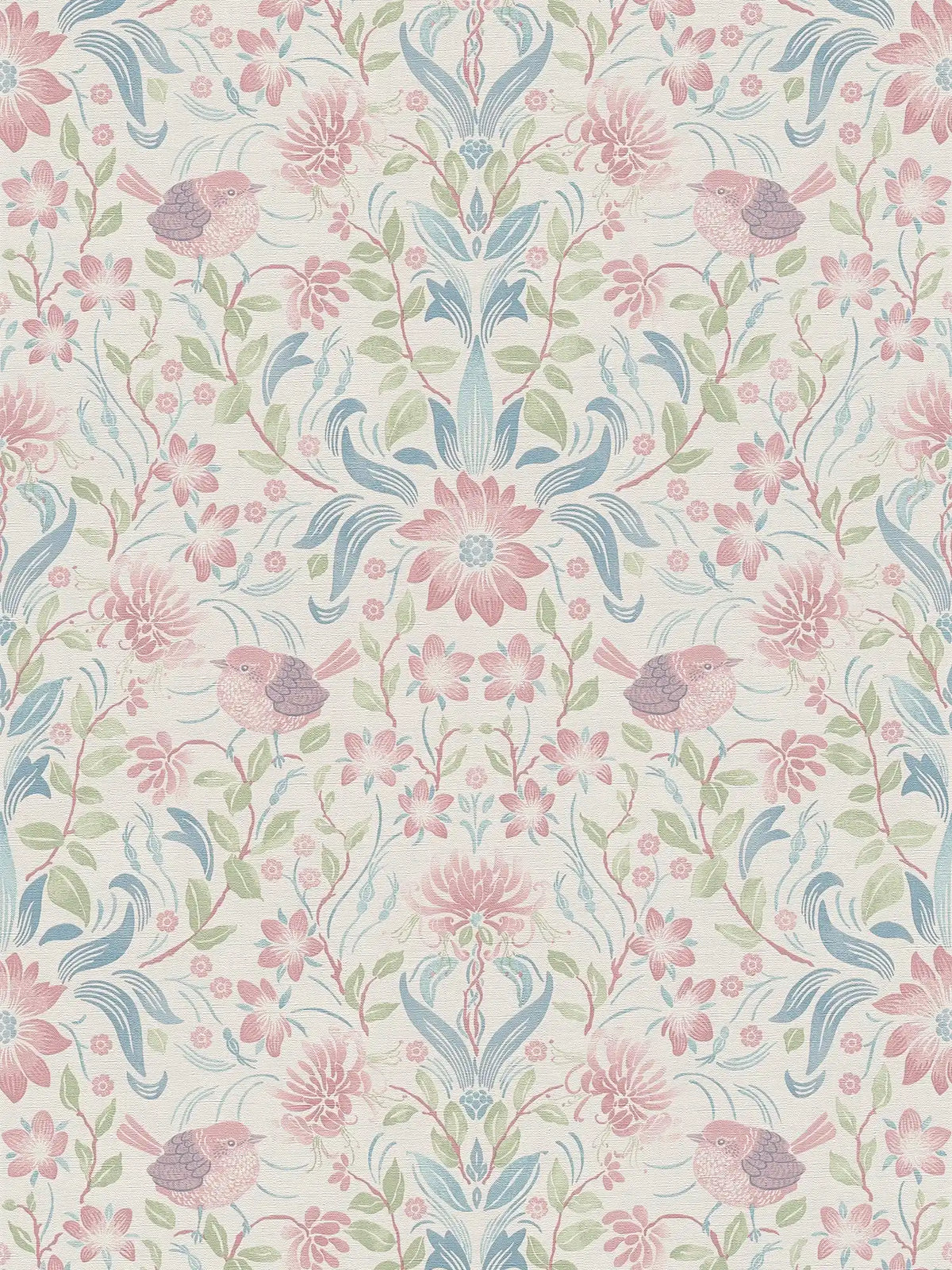 Flat view of the azure & cream pattern repeat of The Verbena Bower | Azure & Cream Luxe