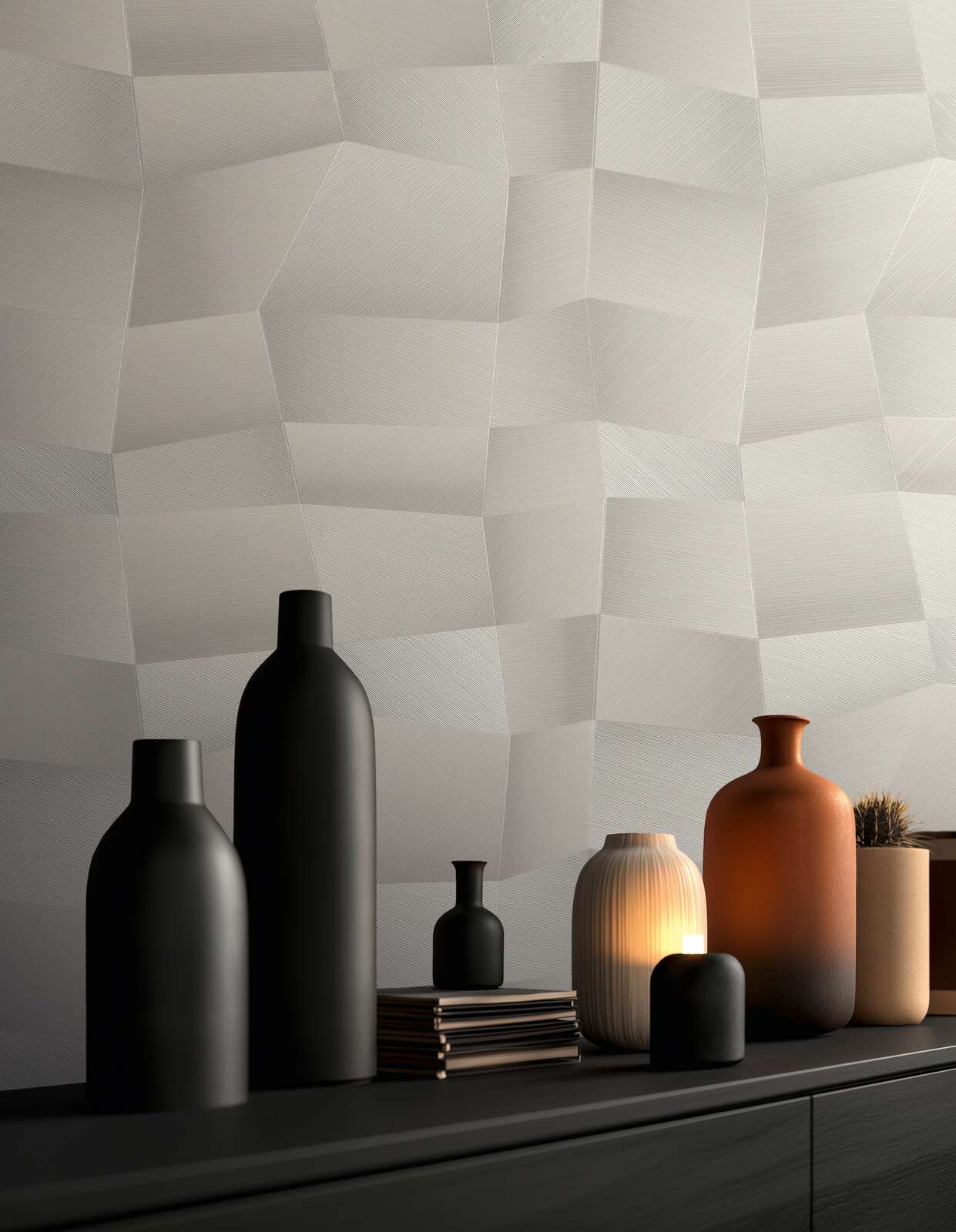 The Geometric Illusion | Smoked Grey & Luminous White Luxe