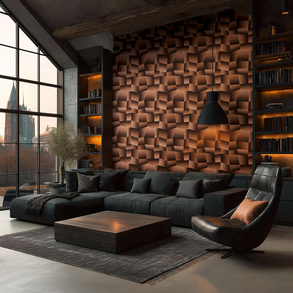 The Geometric Illusion | Earthy Brown & Metallic Gold Luxe