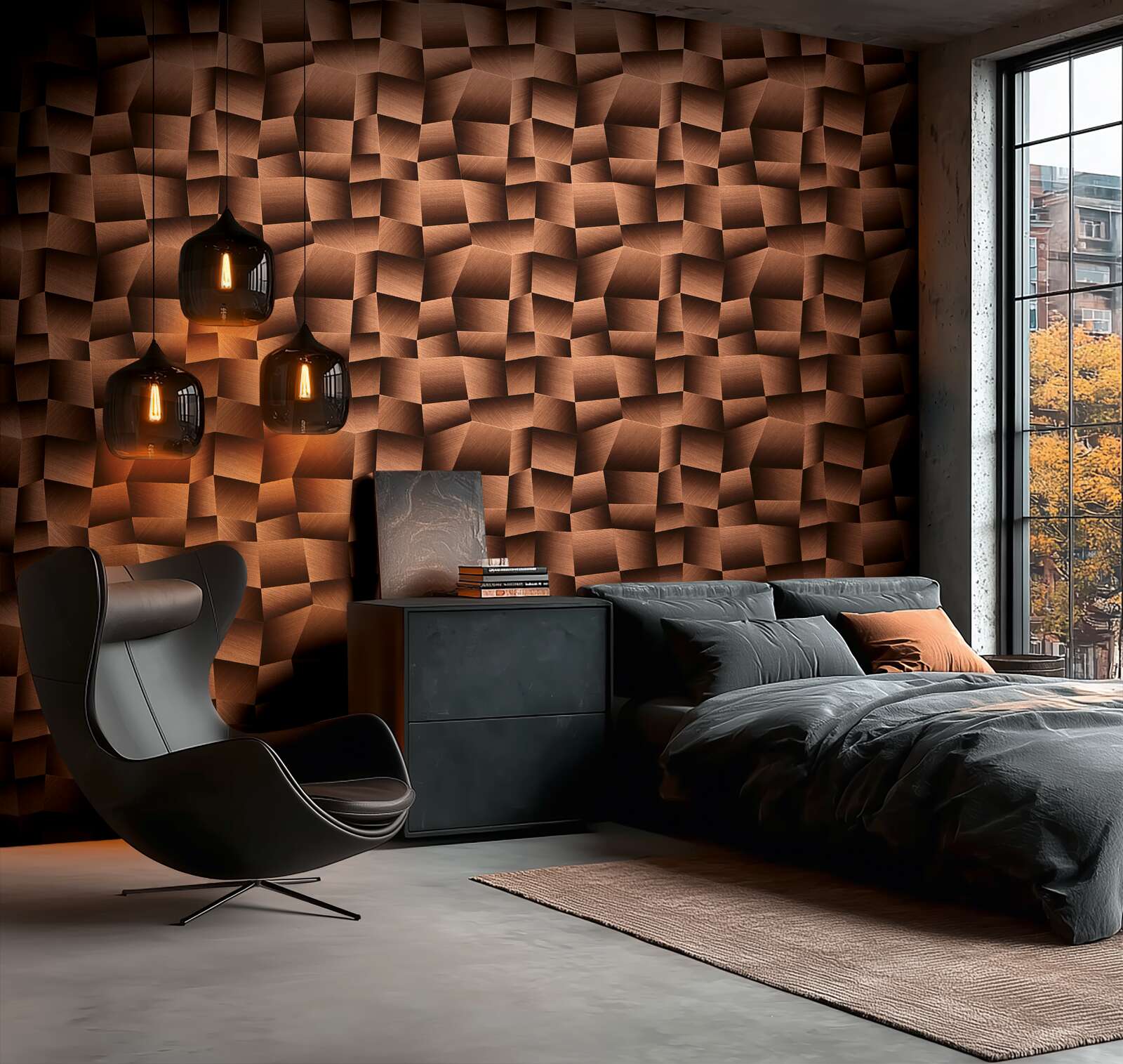 The Geometric Illusion | Earthy Brown & Metallic Gold Luxe