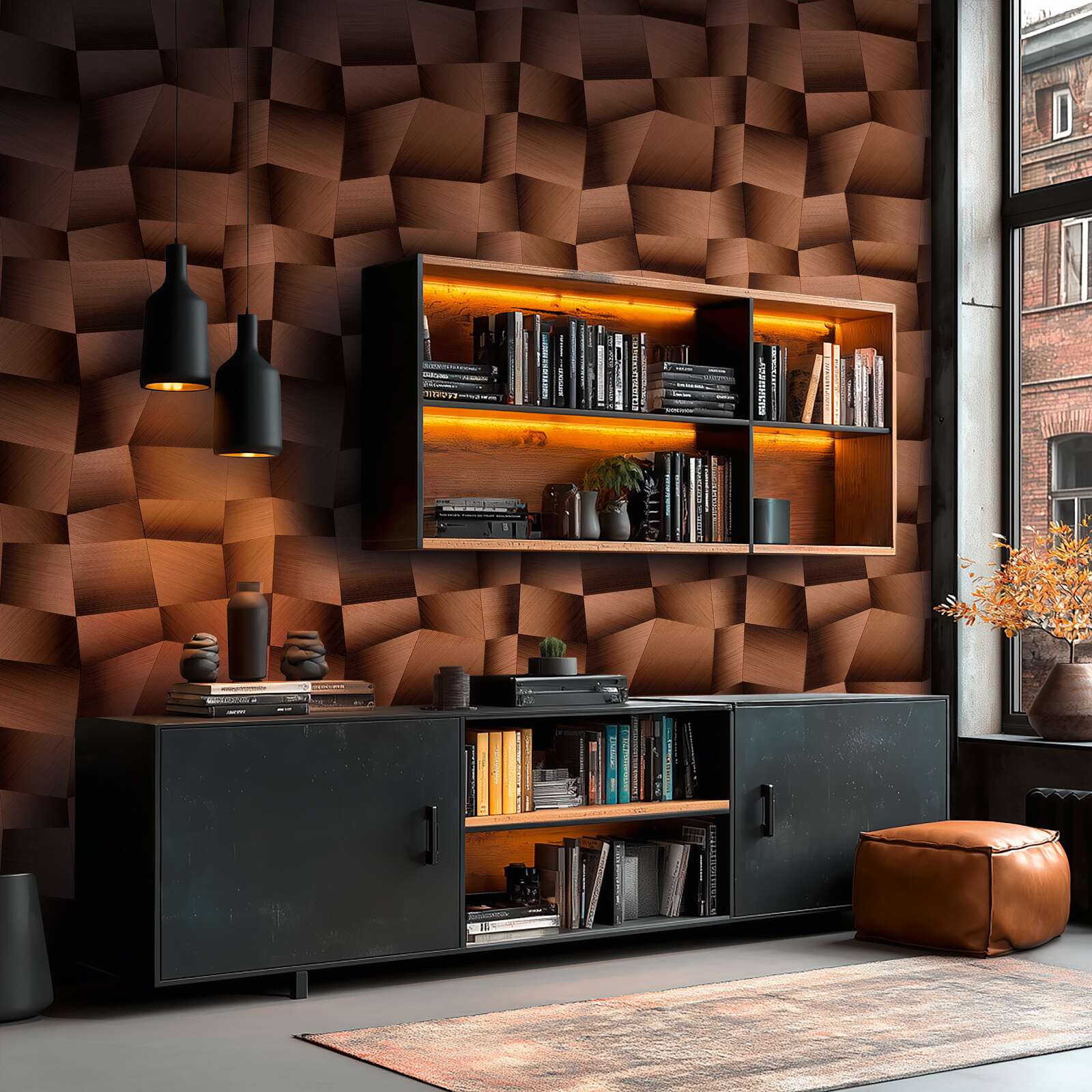 The Geometric Illusion | Earthy Brown & Metallic Gold Luxe