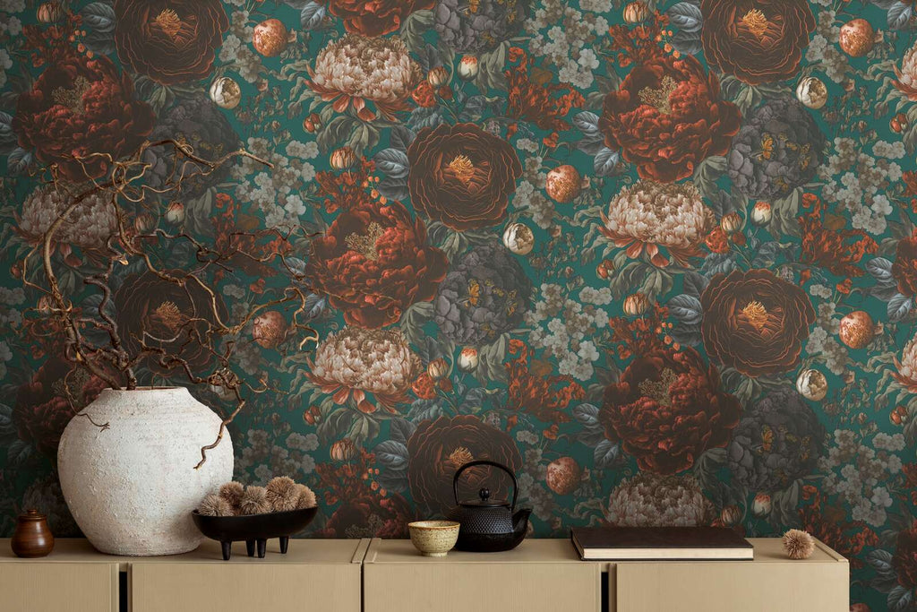 The Floral Oasis | Teal, Orange & Earthy Cream Luxe