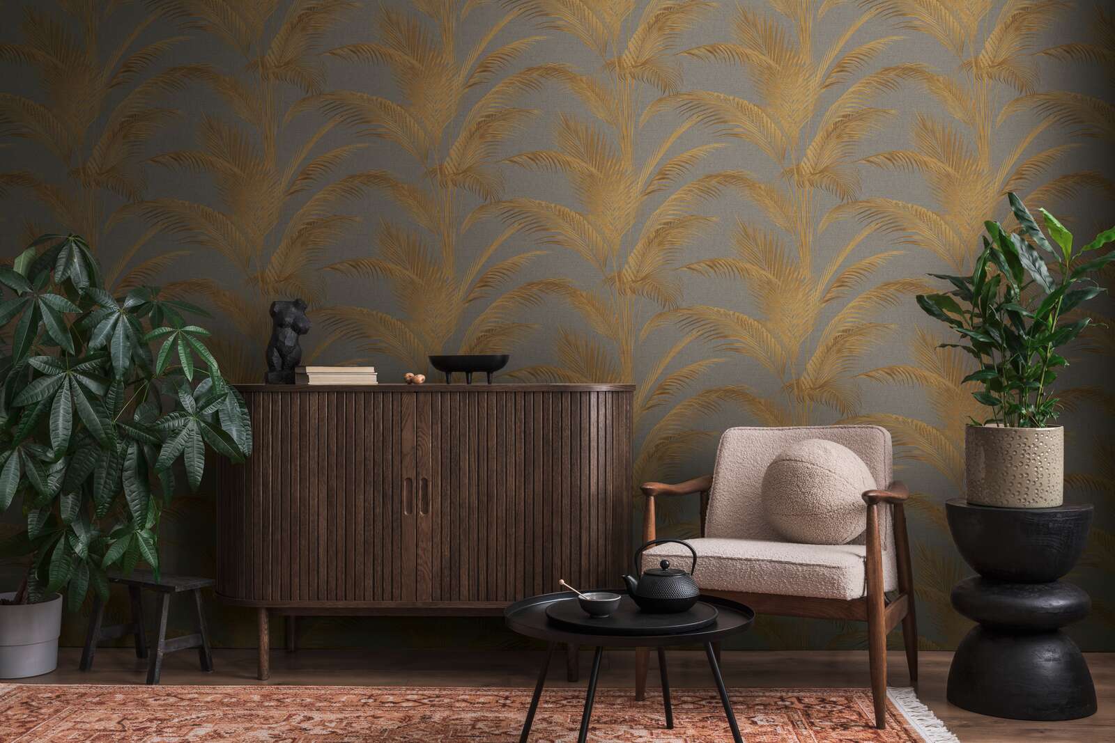 The Palm Oasis | Earthy Brown & Shimmering Gold Luxe
