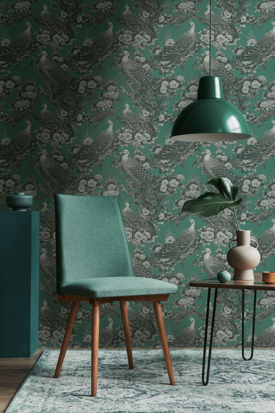 The Peacock Oasis | Enigmatic Green & Soft Grey Luxe