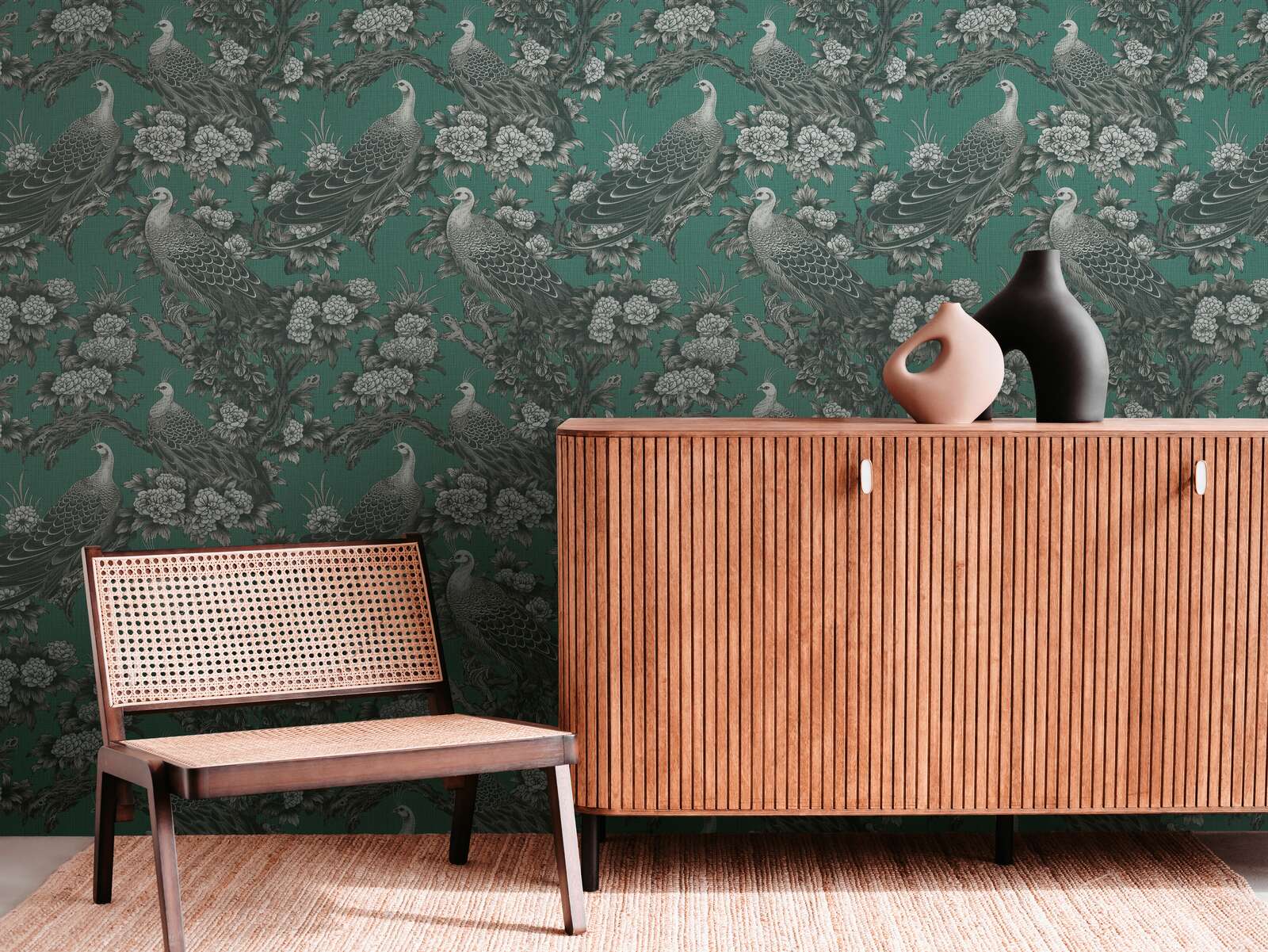 The Peacock Oasis | Enigmatic Green & Soft Grey Luxe