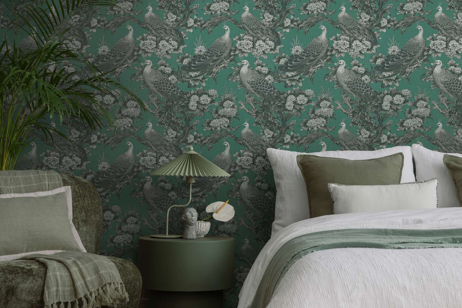 The Peacock Oasis | Enigmatic Green & Soft Grey Luxe