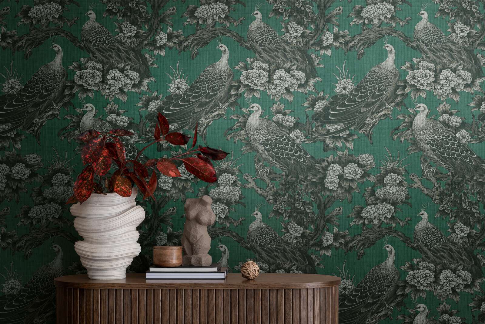 The Peacock Oasis | Enigmatic Green & Soft Grey Luxe