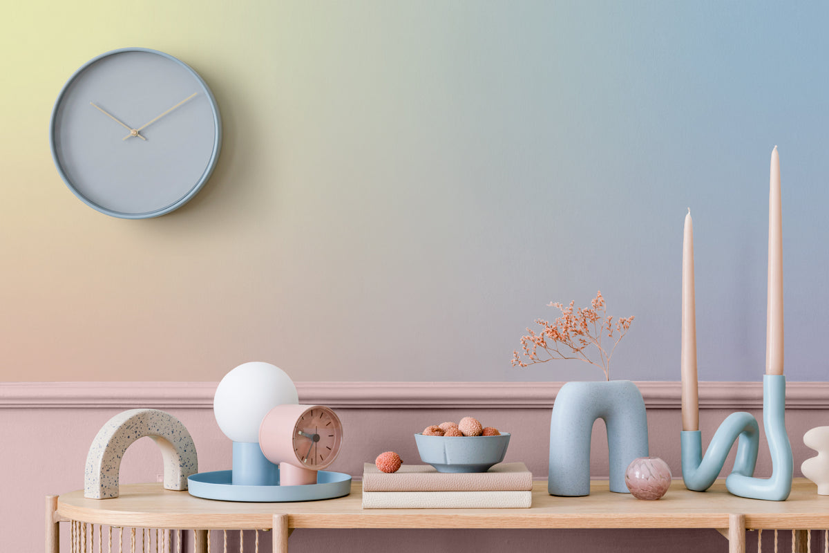 The Aurora Wash mural in sorbet rainbow in a child's bedroom