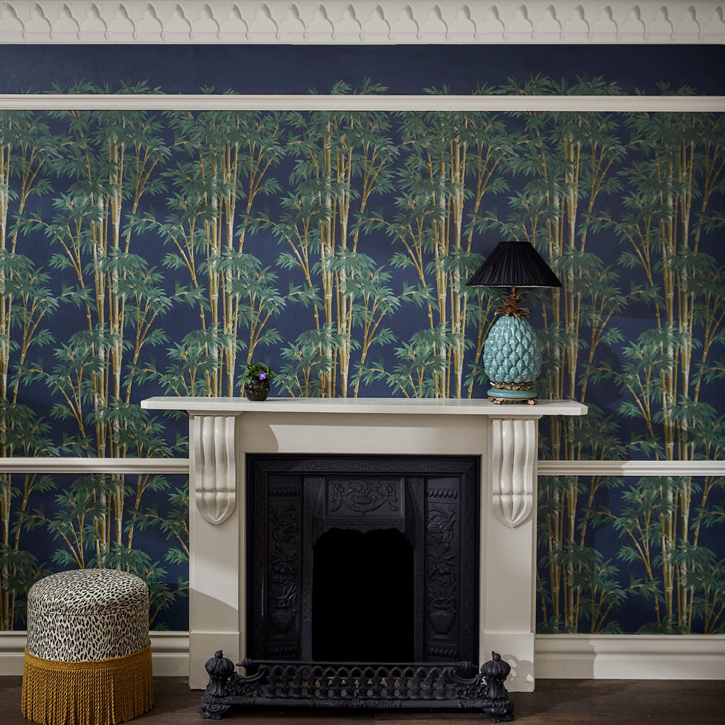 The Bamboo Court | Midnight Blue Luxe — hung-wall roomshot