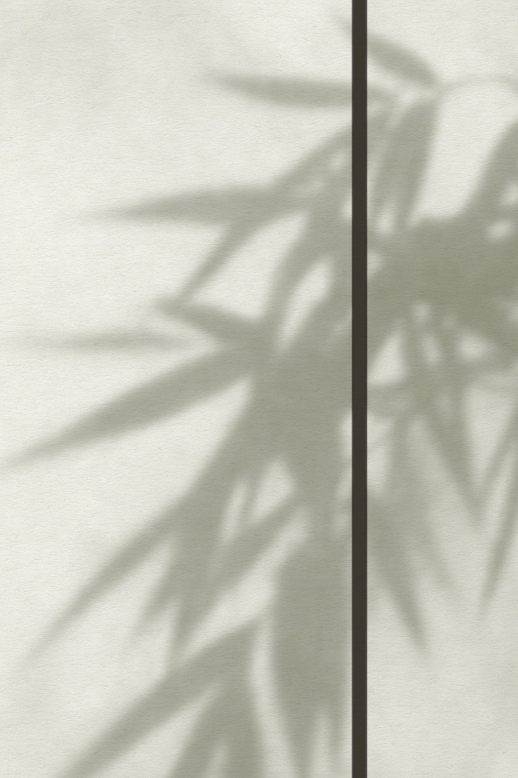 Close-up of The Bamboo Teahouse mural in misty moss green showing the bamboo seen through paper screens in detail
