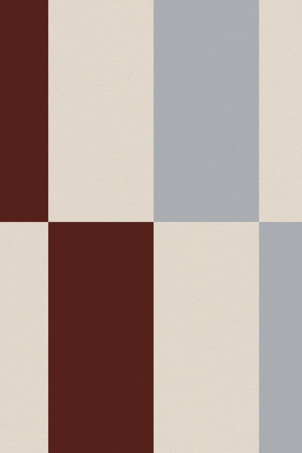 Close-up of The Block Parquetry mural in burgundy and mocha showing the offset geometric blocks in detail