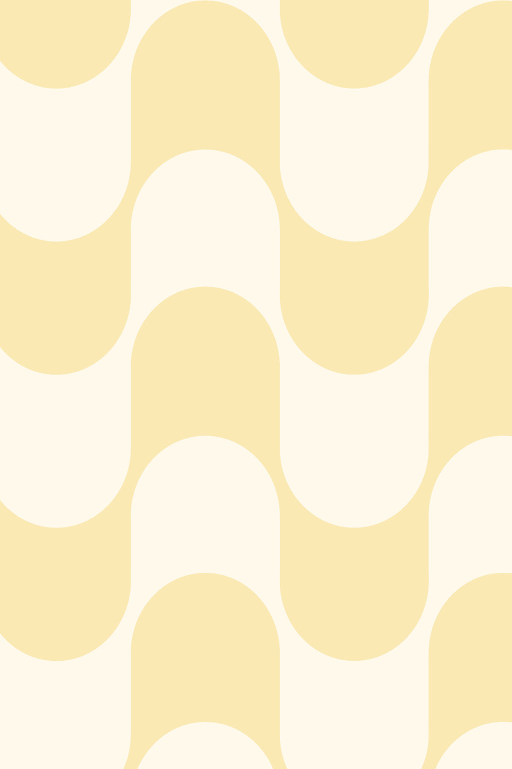 Close-up of The Boardwalk Wave wallpaper in butter yellow showing the scalloped wave stripes in detail