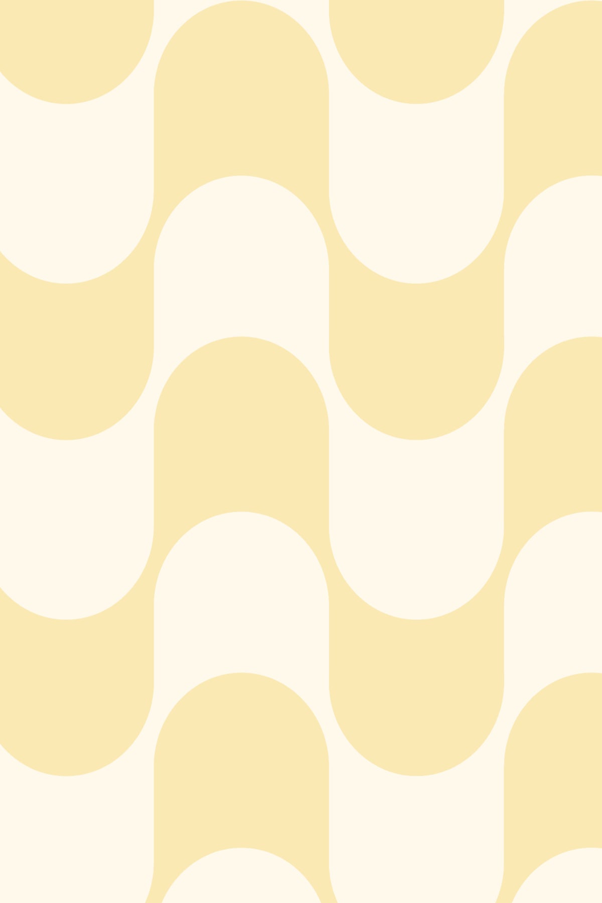 Close-up of The Boardwalk Wave wallpaper in butter yellow showing the scalloped wave stripes in detail