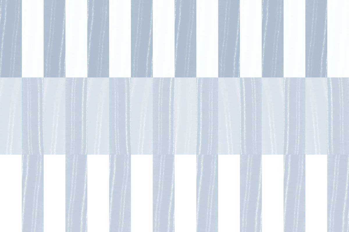 Full artwork view of The Cabana Block mural in ice blue, showing colour-block stripes