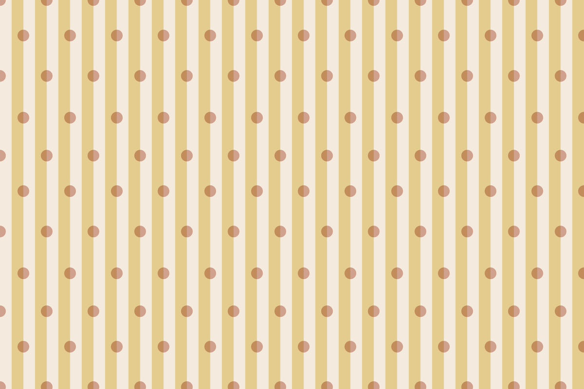 Full artwork view of The Dotted Awning mural in primrose and blush, showing stripes with tiny dots