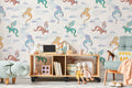 The Dragon Skies wallpaper in chalk white on a nursery wall