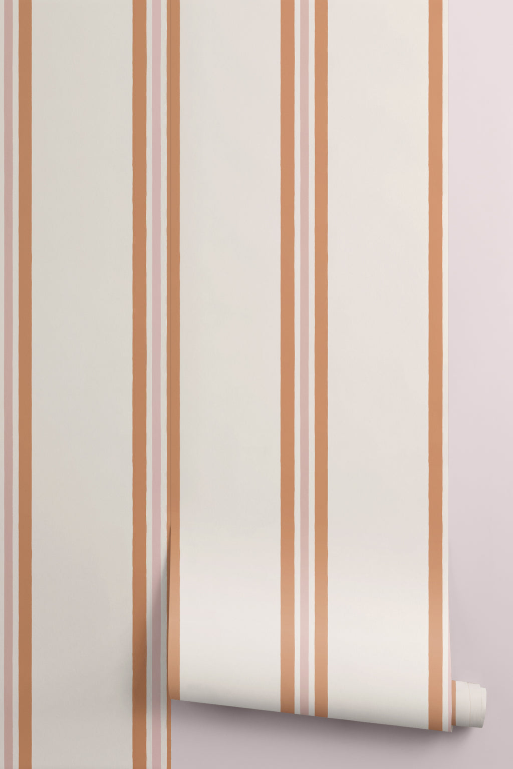 Roll of The Draughtsman Stripe wallpaper in burnt orange