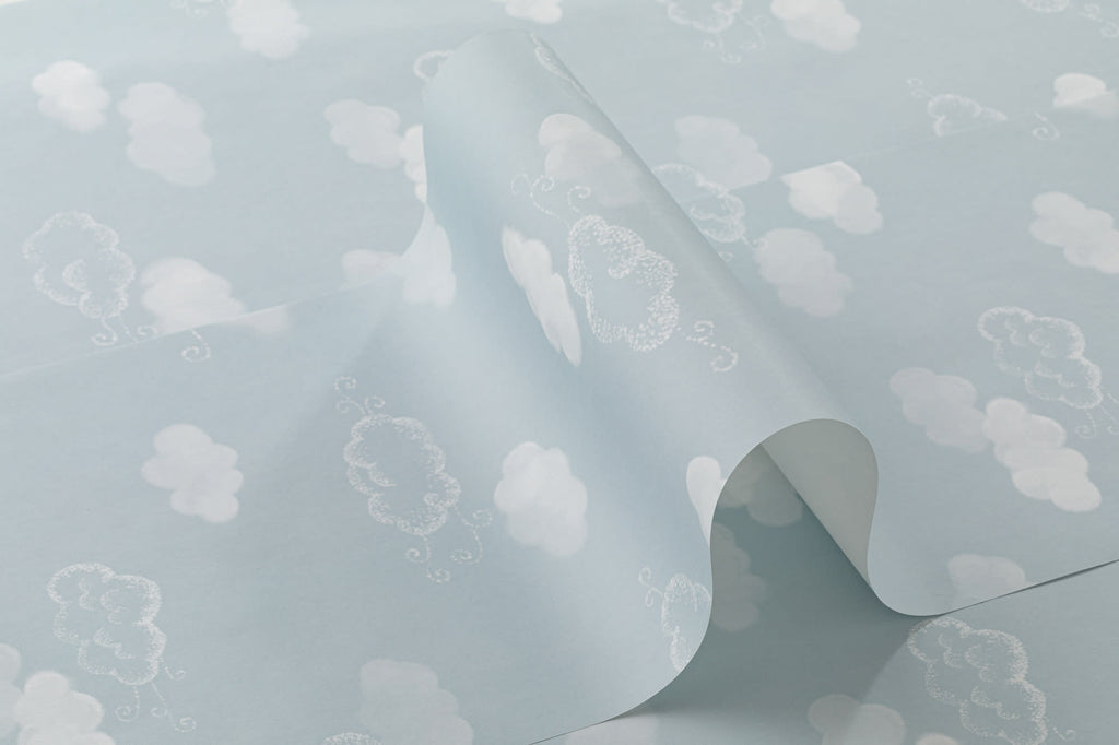 Roll of The Drifting Cloud wallpaper in pale sky blue