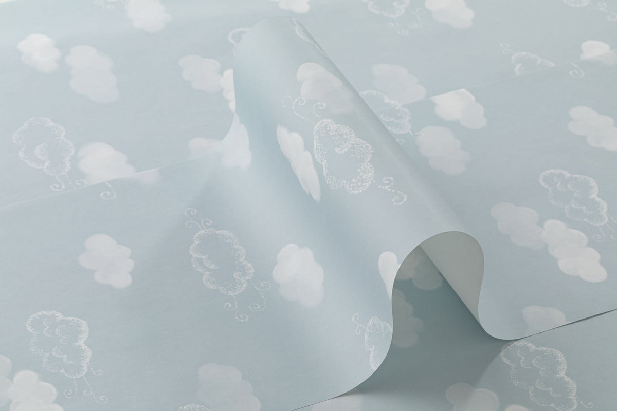 Roll of The Drifting Cloud wallpaper in pale sky blue