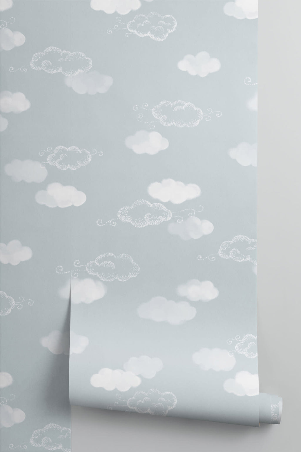 Roll of The Drifting Cloud wallpaper in pale sky blue, another angle