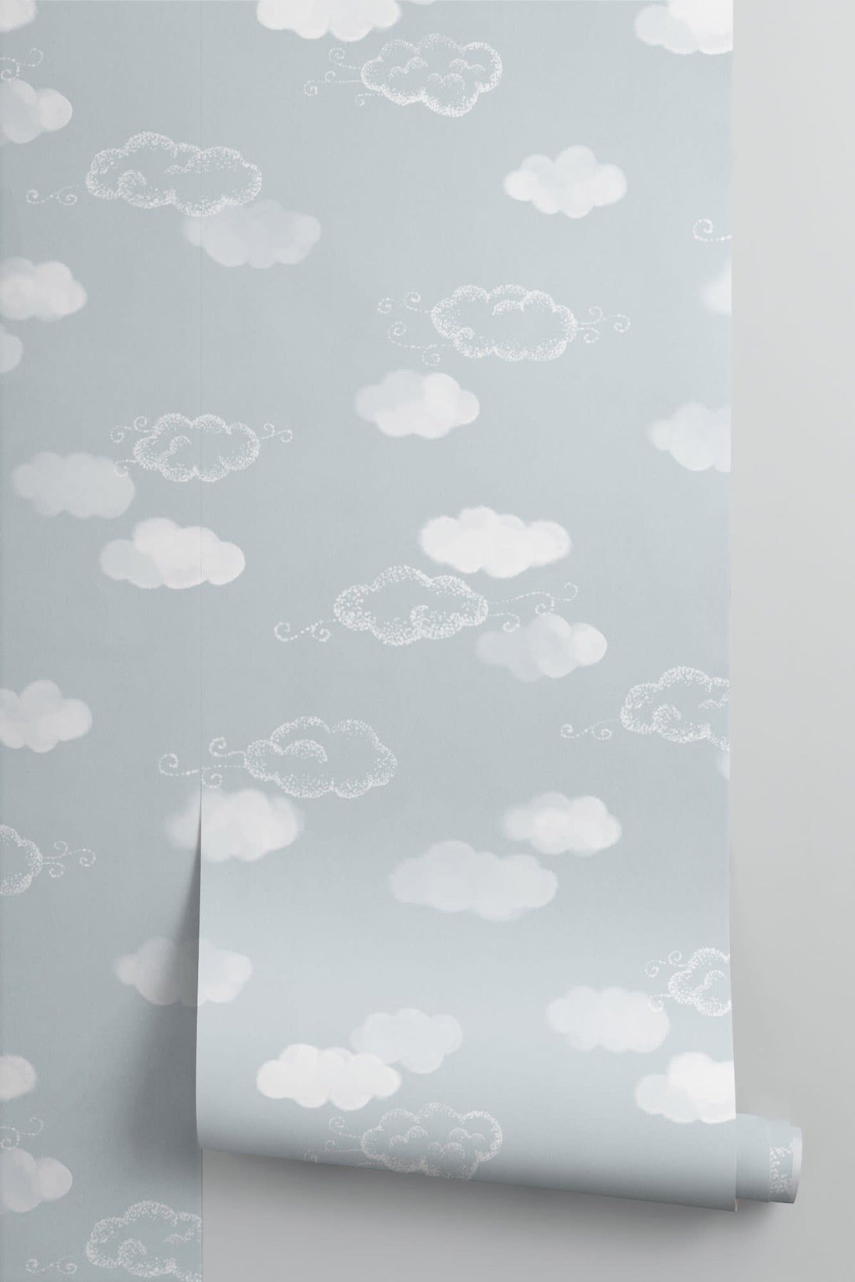 Roll of The Drifting Cloud wallpaper in pale sky blue, another angle
