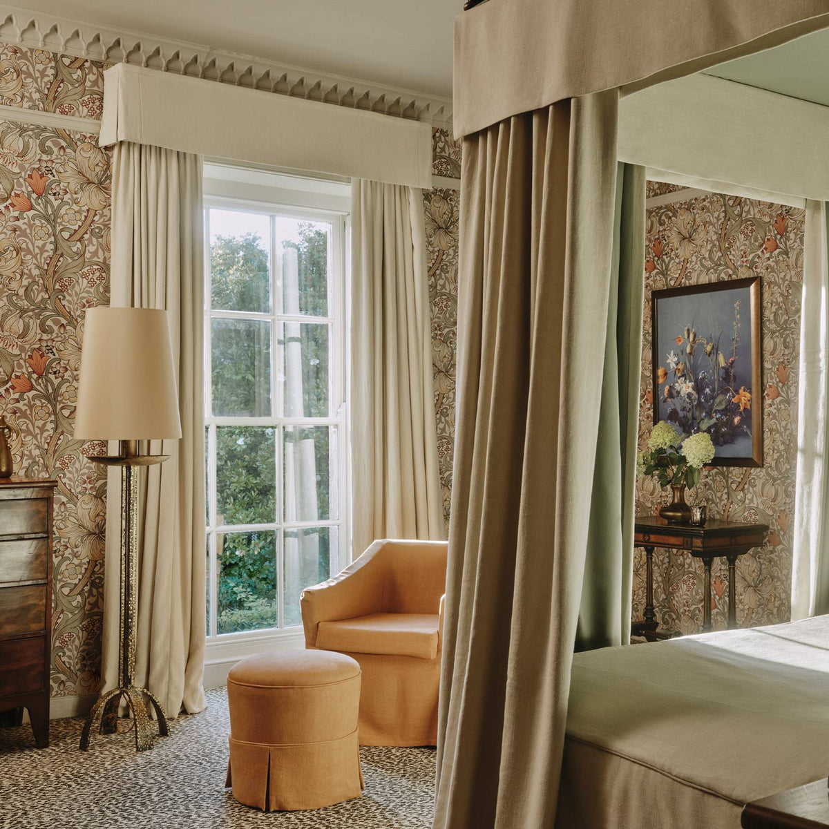 The Gilded Petal | Cloud Grey Luxe — hung-wall roomshot
