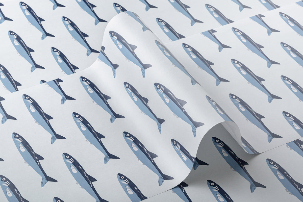 Roll of The Harbour Catch wallpaper in ocean blue
