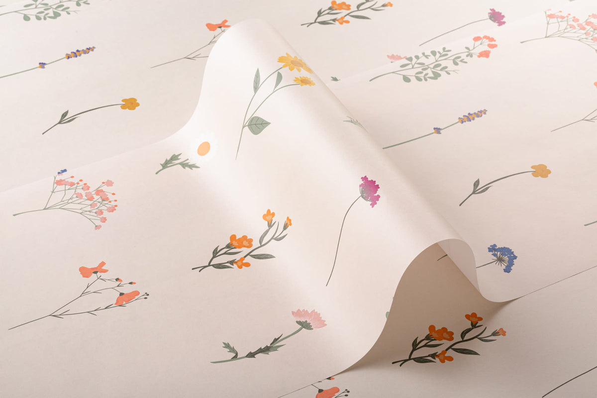 Roll of The Herbarium Press wallpaper in soft blush