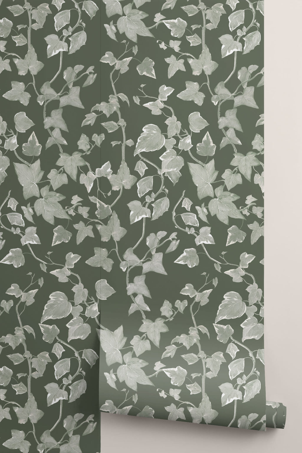Roll of The Ivy Rectory wallpaper in forest green