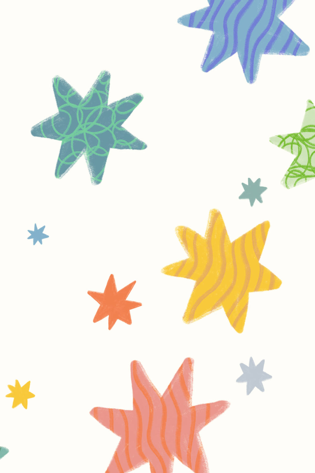 Close-up of The Little Constellation wallpaper in soft white showing the hand-drawn stars in detail