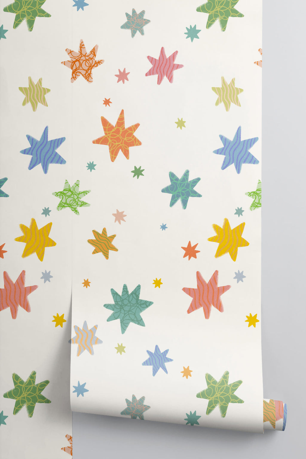 Roll of The Little Constellation wallpaper in soft white, another angle