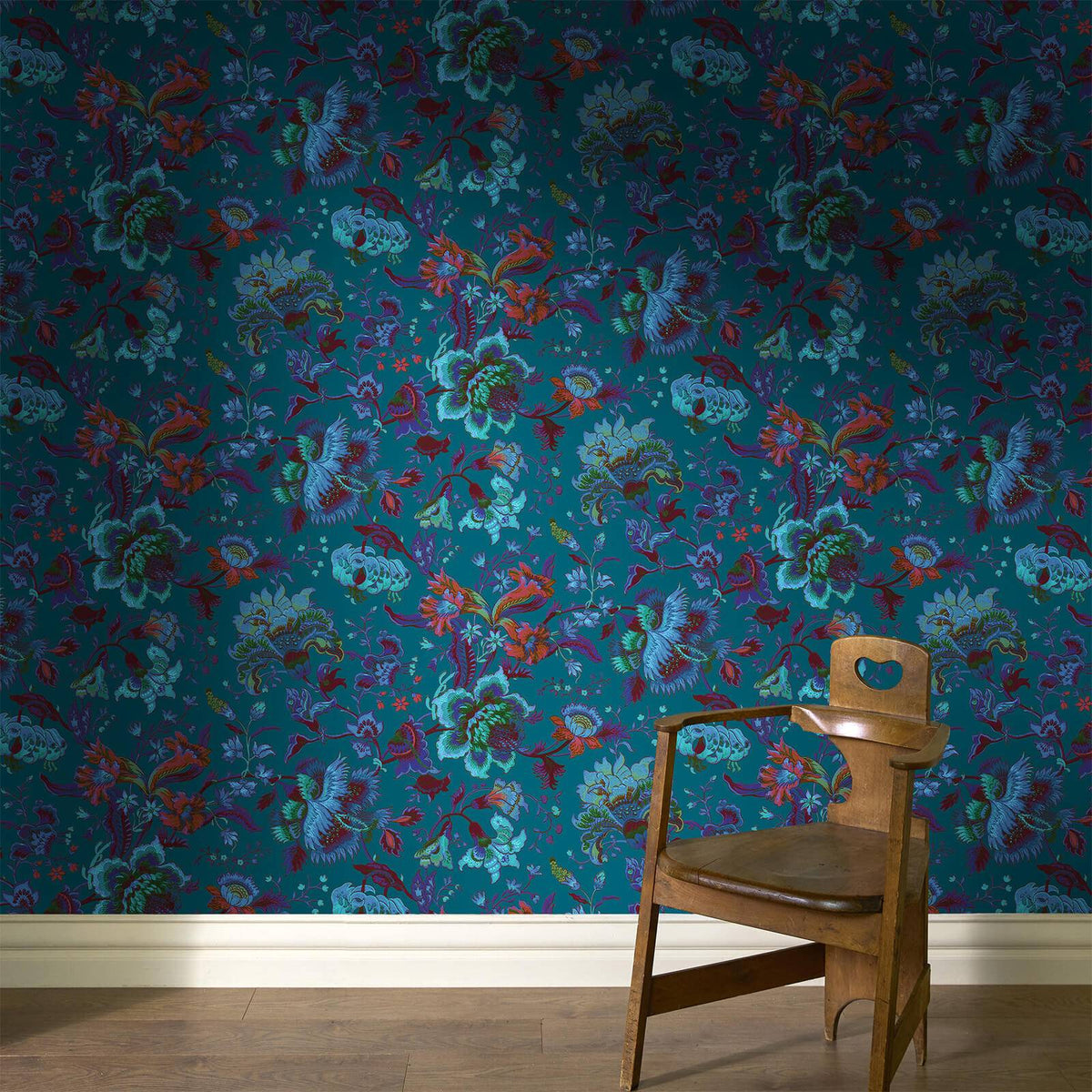 The Majorelle Court | Petrol Blue Luxe — hung-wall roomshot
