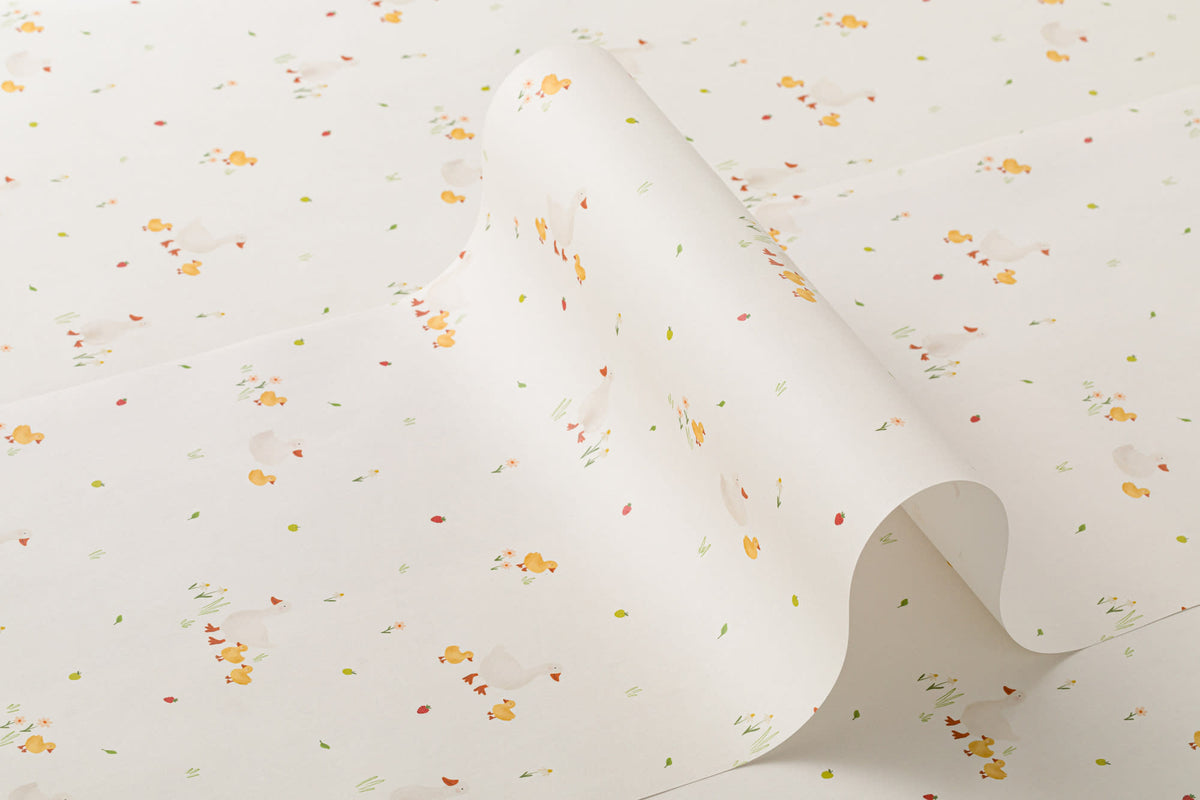 Roll of The Mallard Meadow wallpaper in buttermilk and beige
