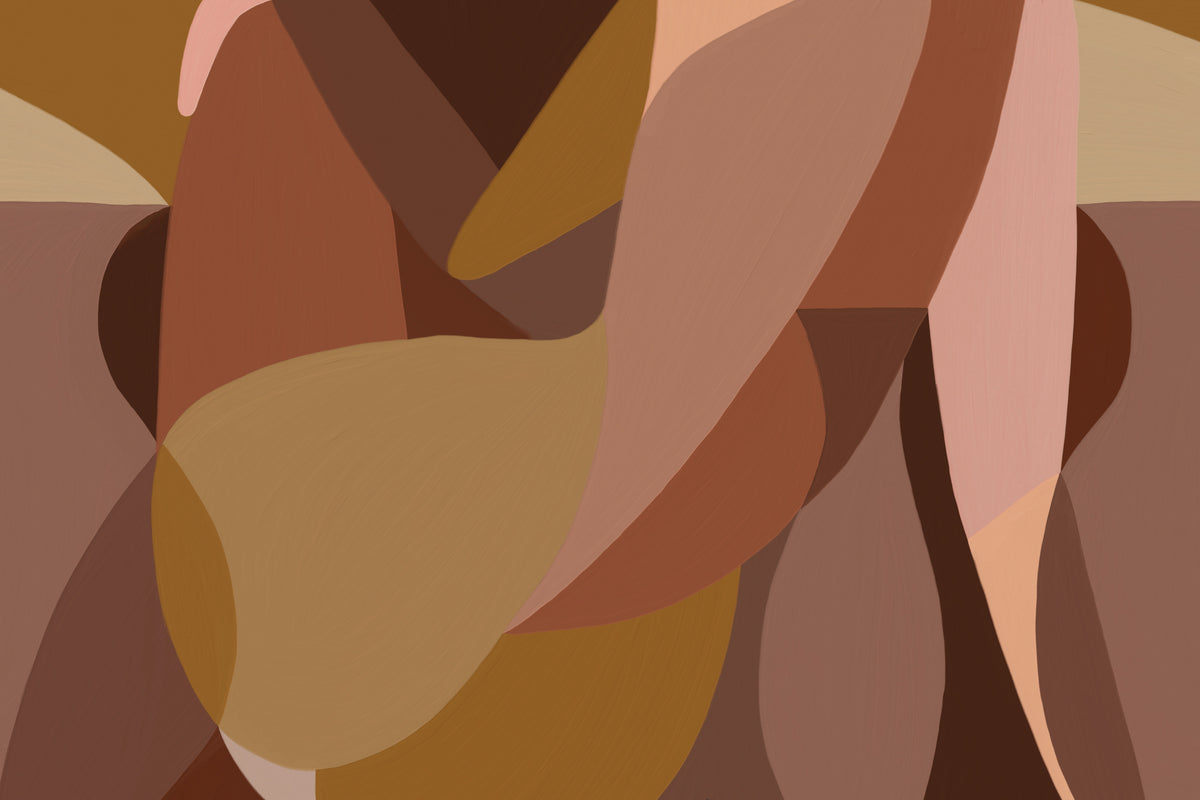 Full artwork view of The Muse Silhouette mural in cinnamon and rose, showing curving abstract figure