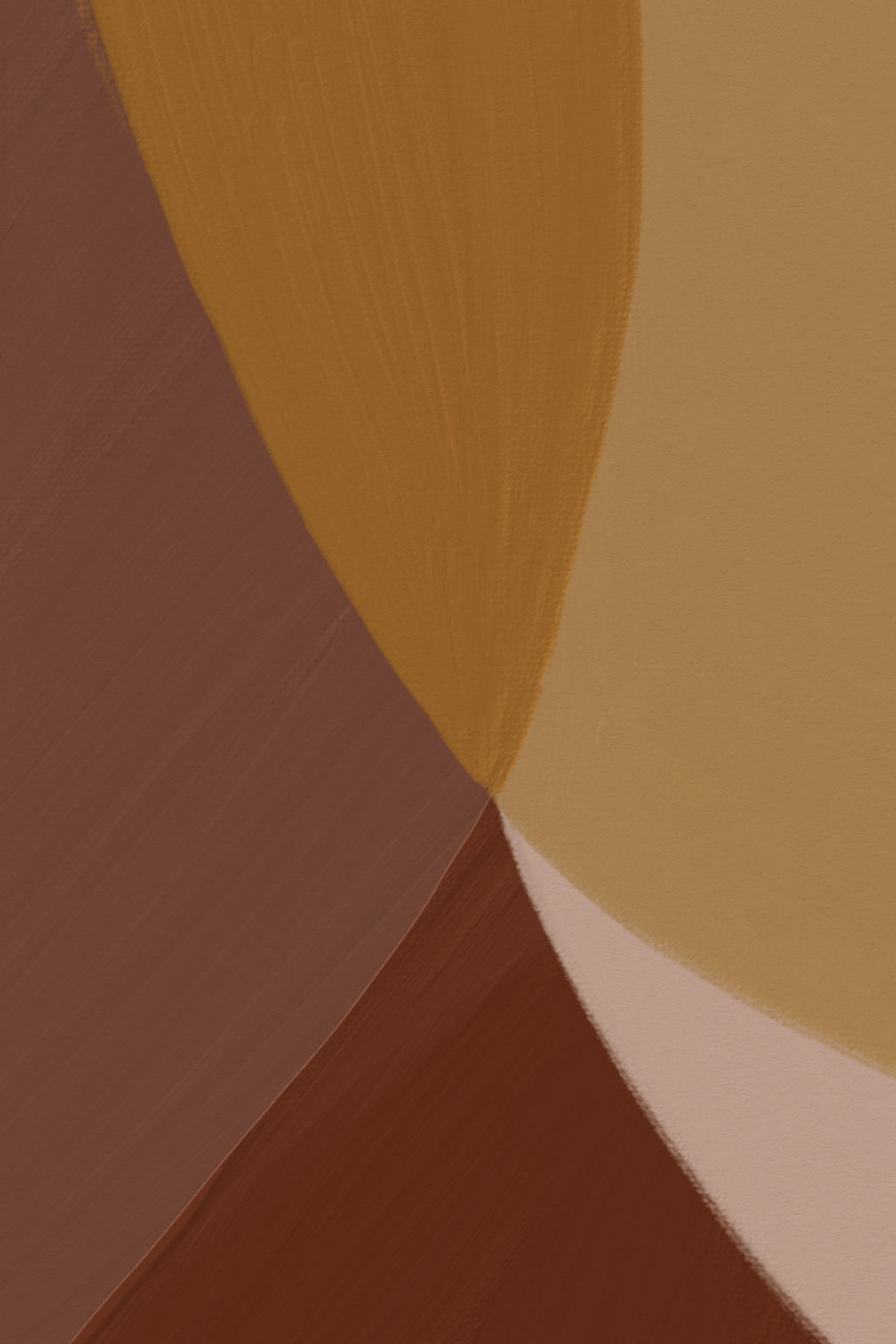 Close-up of The Muse Silhouette mural in cinnamon and rose showing the curving abstract figure in detail