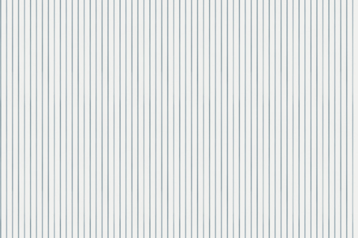Full artwork view of The Oxford Pinstripe mural in chambray blue, showing fine even pinstripes