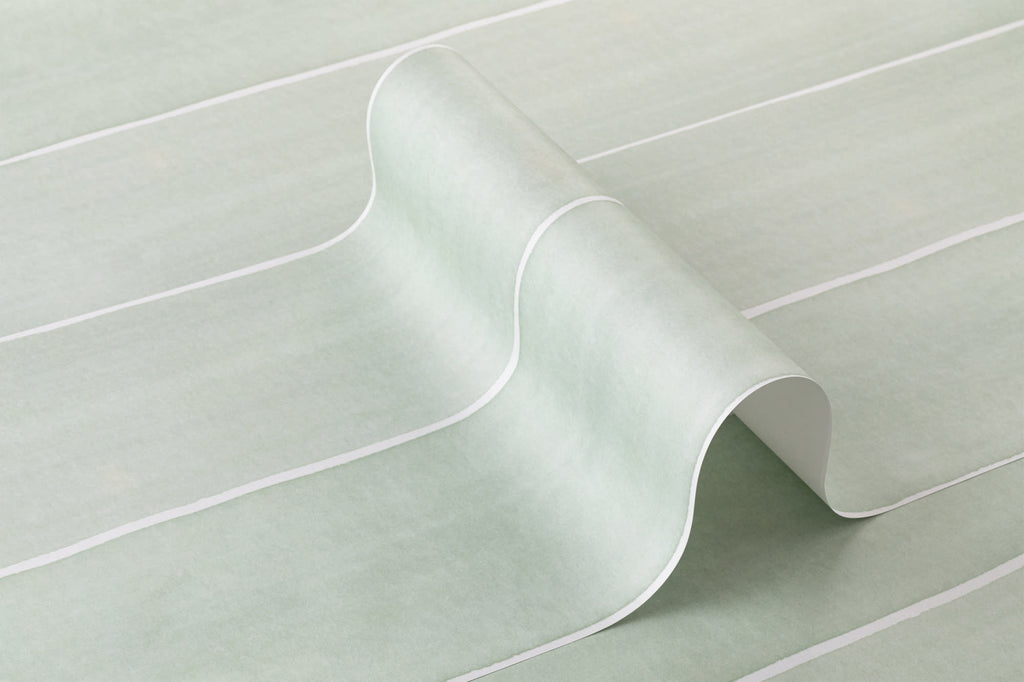 Roll of The Painted Awning wallpaper in mint sage