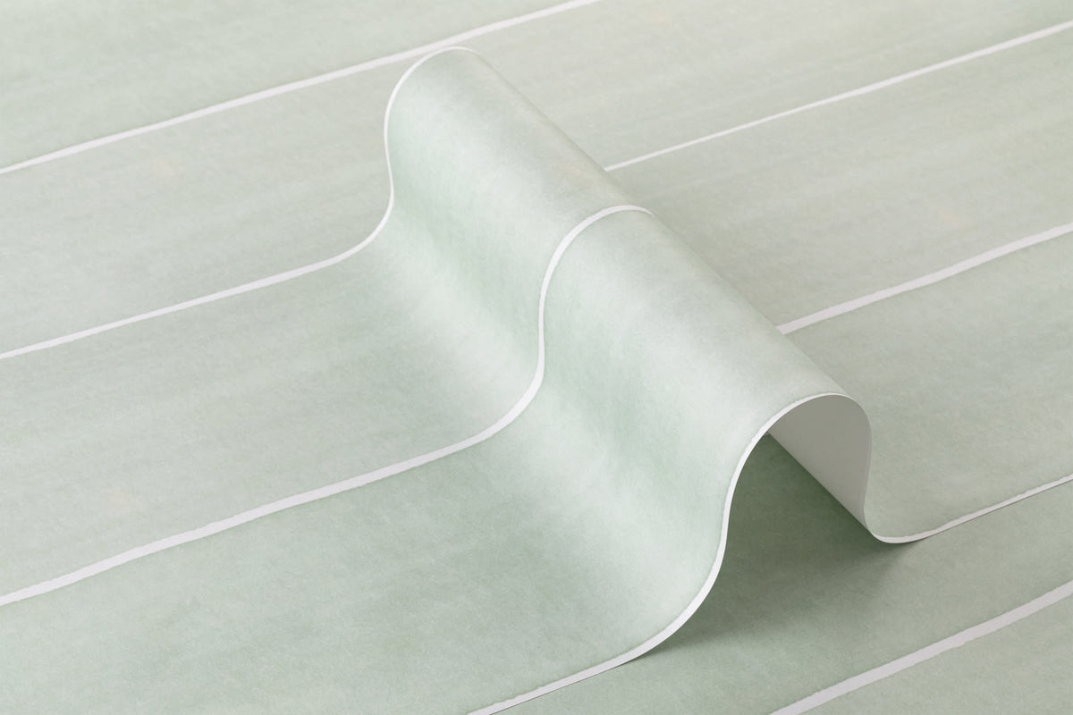 Roll of The Painted Awning wallpaper in mint sage