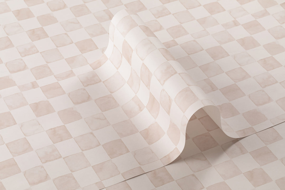 Roll of The Painted Tiling wallpaper in powder pink
