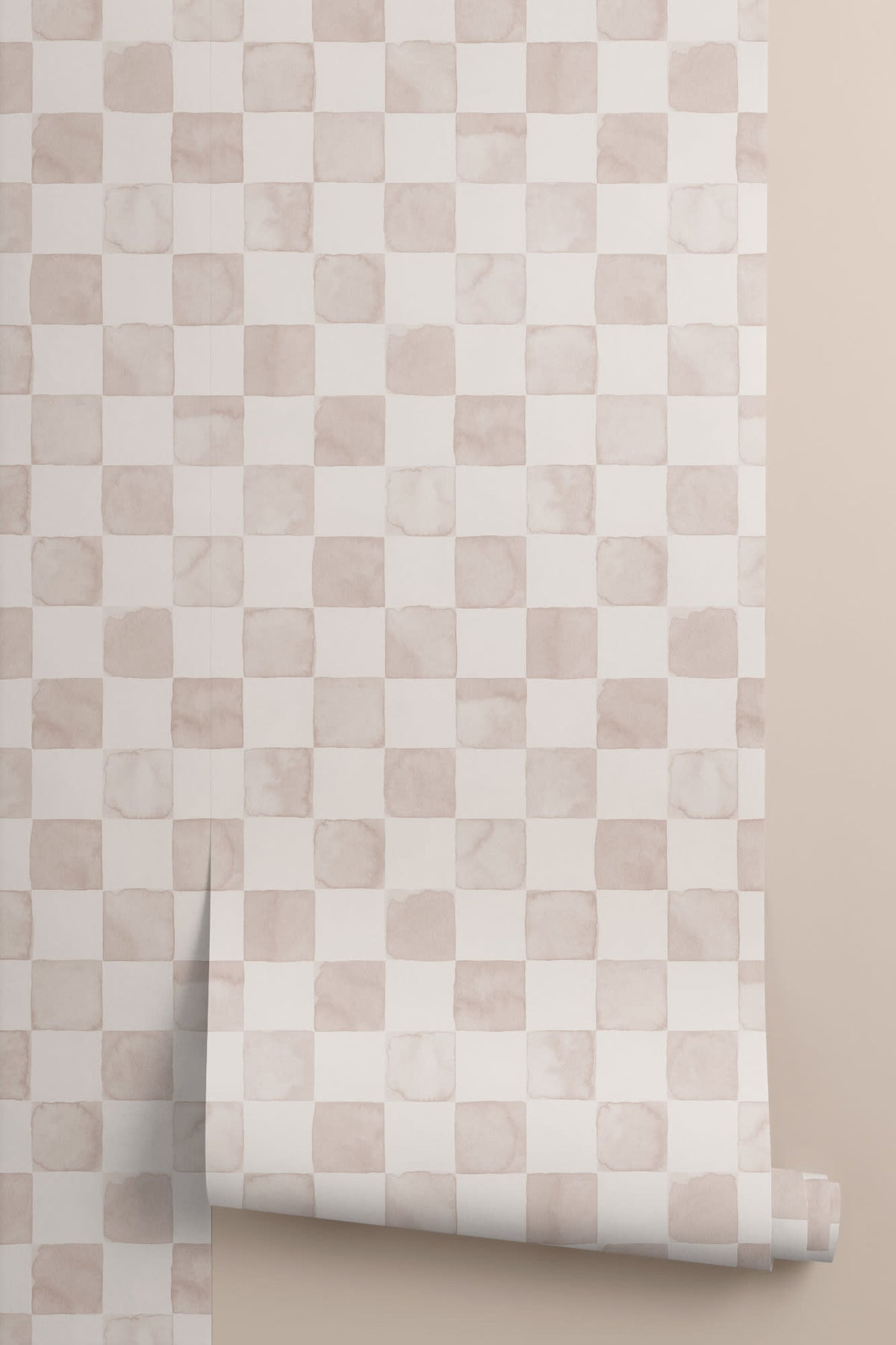 Roll of The Painted Tiling wallpaper in powder pink, another angle