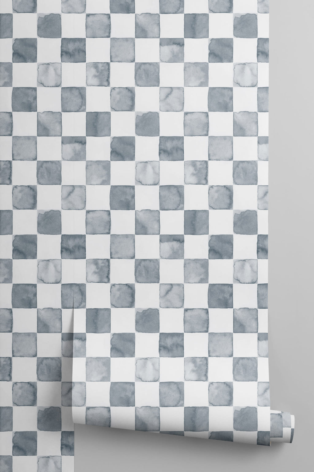 Roll of The Painted Tiling wallpaper in slate blue, another angle