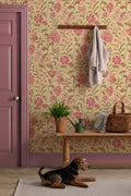 The Pavilion Garland wallpaper in antique gold in a hallway