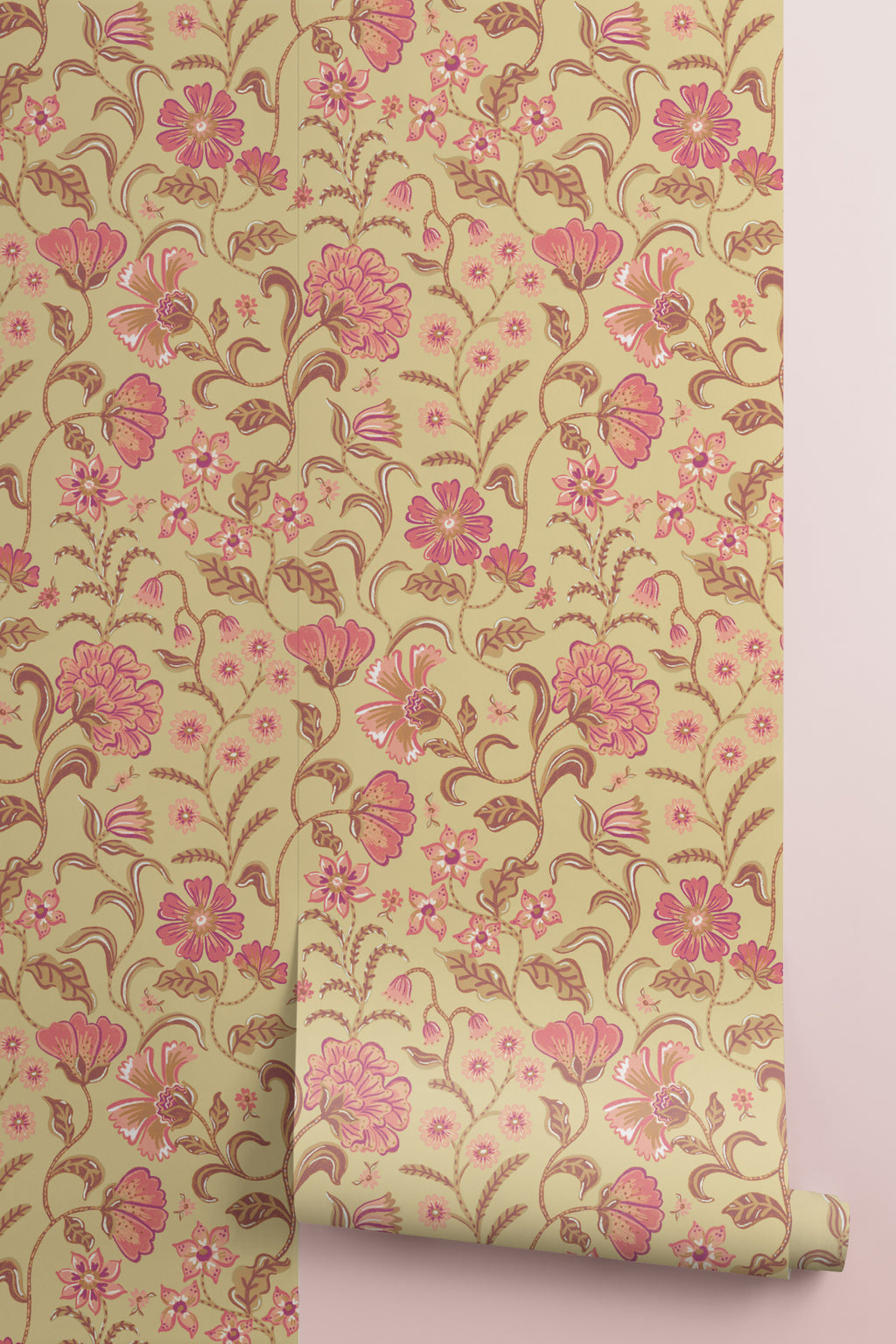 Roll of The Pavilion Garland wallpaper in antique gold