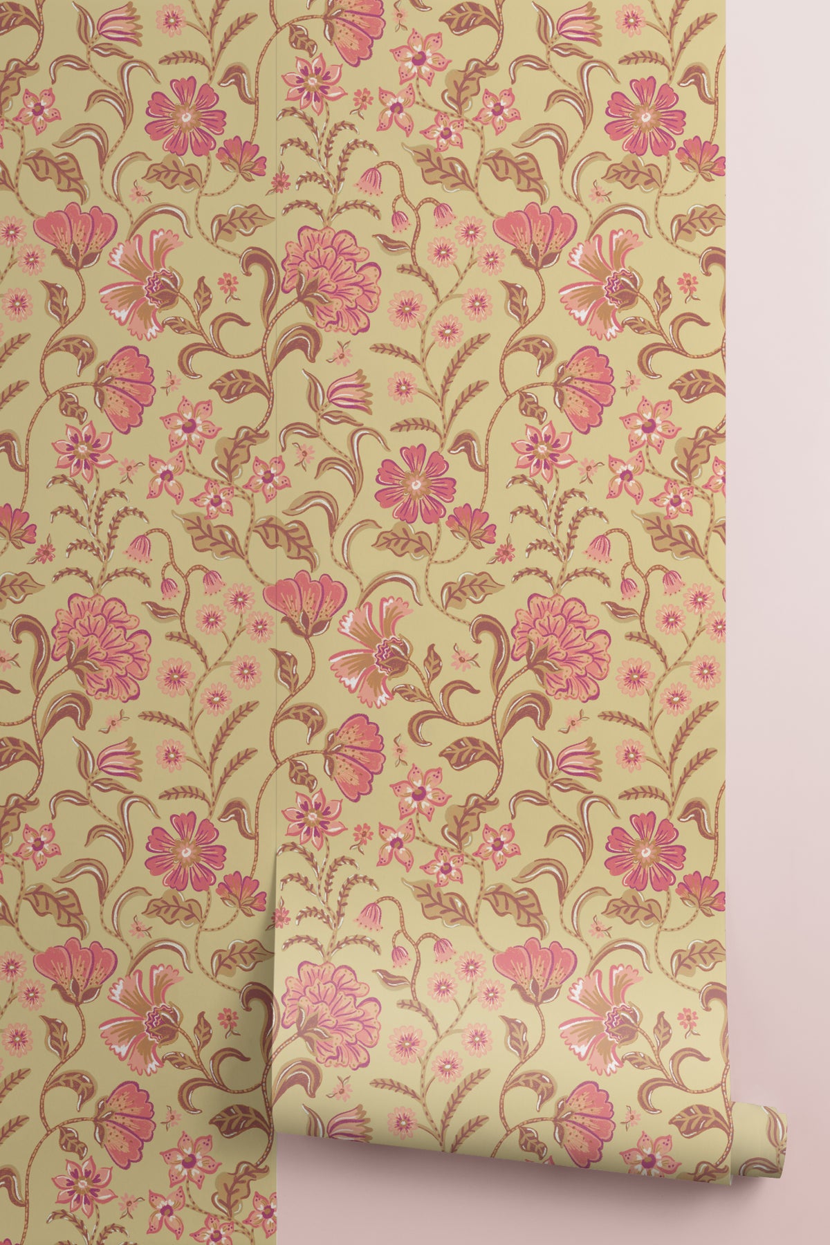 Roll of The Pavilion Garland wallpaper in antique gold
