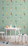 The Pitchside Club wallpaper in pitch green in a child's bedroom