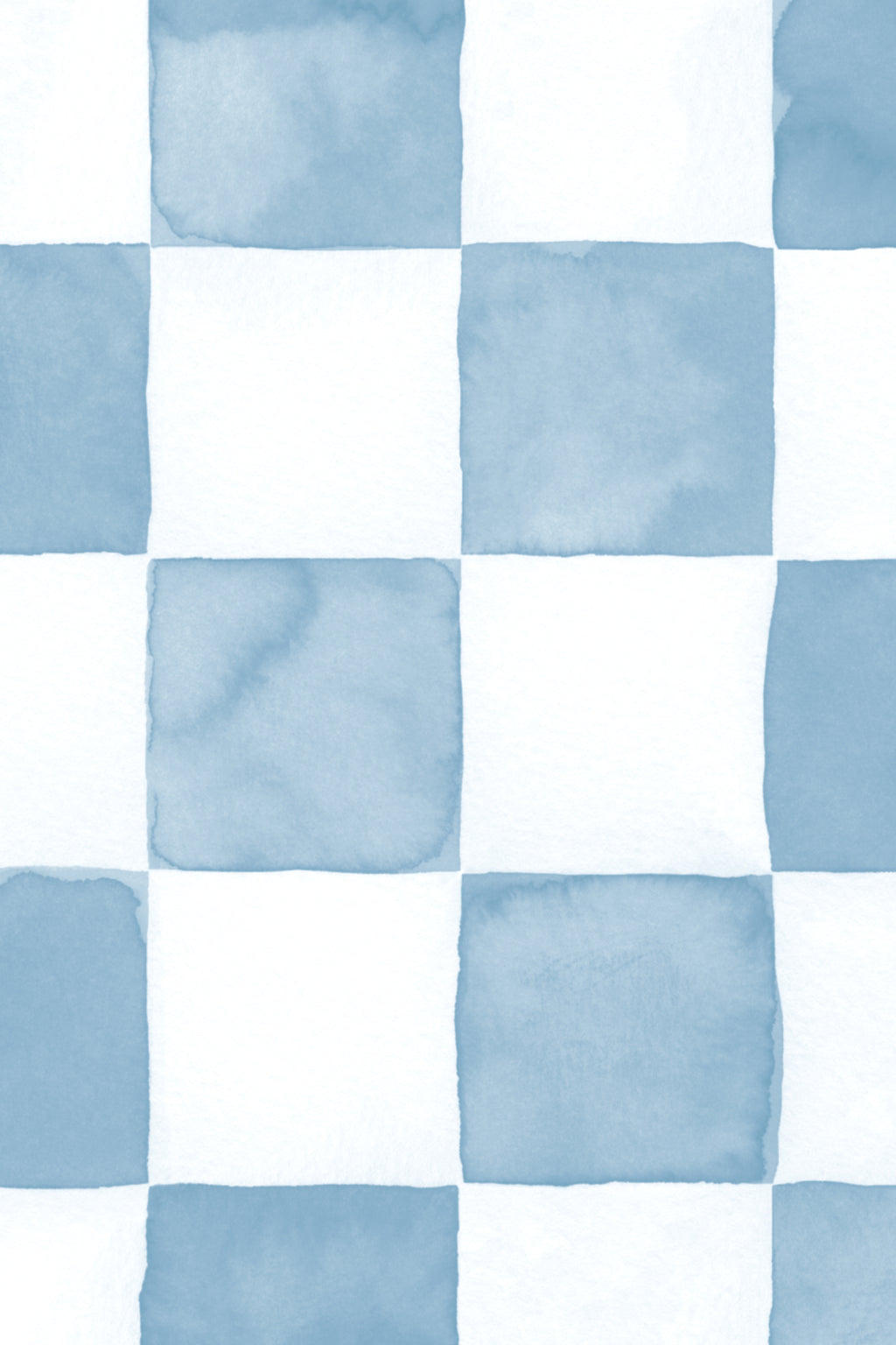Close-up of The Poolside Check mural in pool blue showing the small watercolour checks in detail
