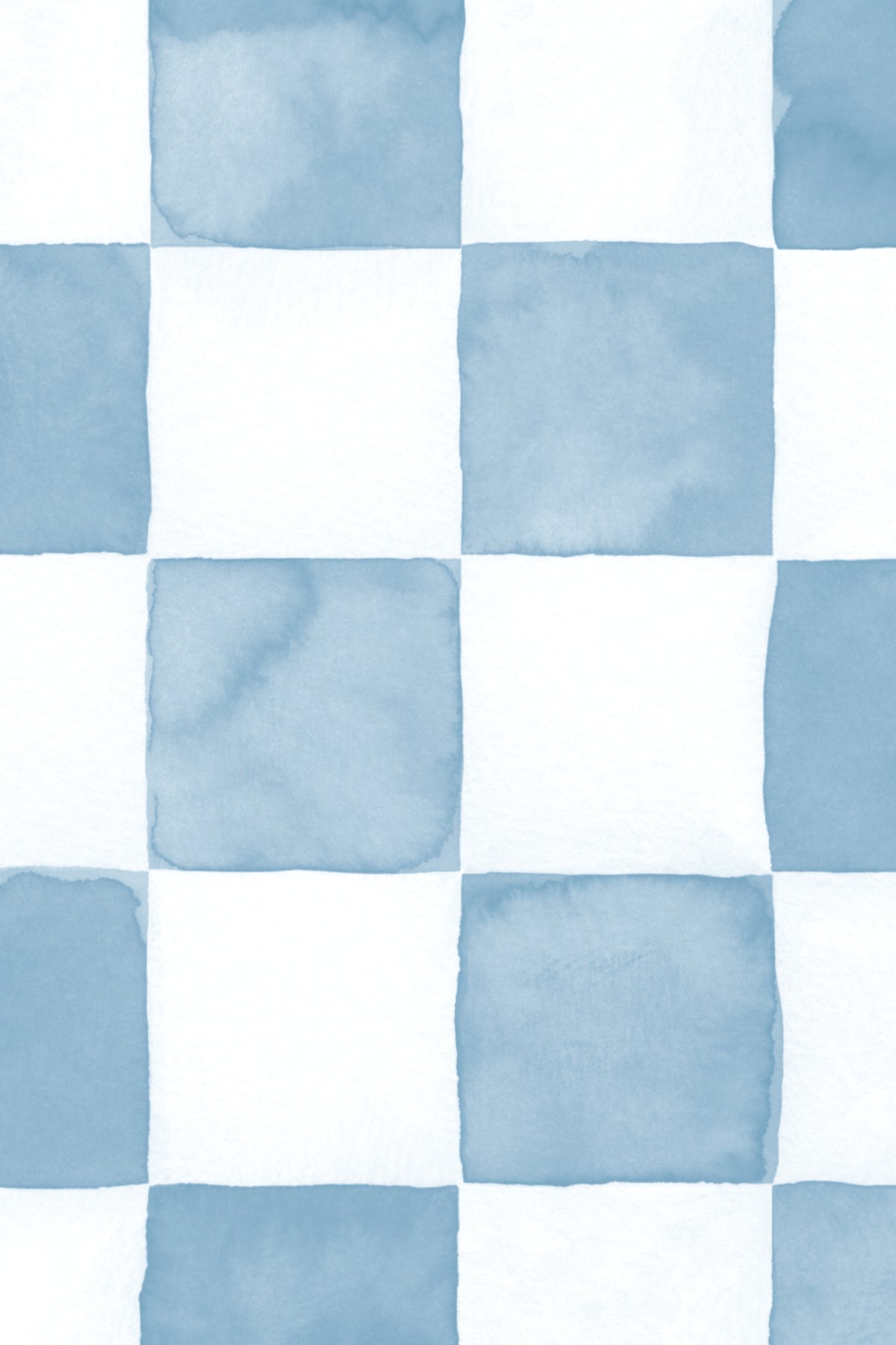 Close-up of The Poolside Check mural in pool blue showing the small watercolour checks in detail